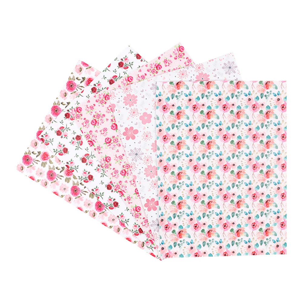 

Snythetic Leather Fabric Sheets Flowers Printed Faux Leather Vinyl Fabric for DIY Hairbow Bags Crafts Bow Material 22*30cm