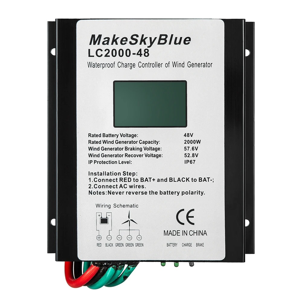 Makeskyblue Контроллер заряда ветра для 1000 Вт 48 в 1000 Вт 24 в 2000 Вт 48 В переменного тока ветряной генератор - Цвет: LC2000-48