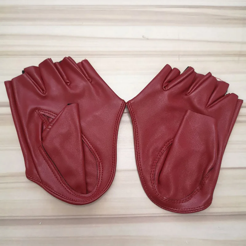 C61 Wine Red Модные сексуальные женские кожаные перчатки для танцев на шесте в ночном клубе, Женские Перчатки для фитнеса в готическом стиле, панк-рок, L63 - Цвет: C61 Wine Red