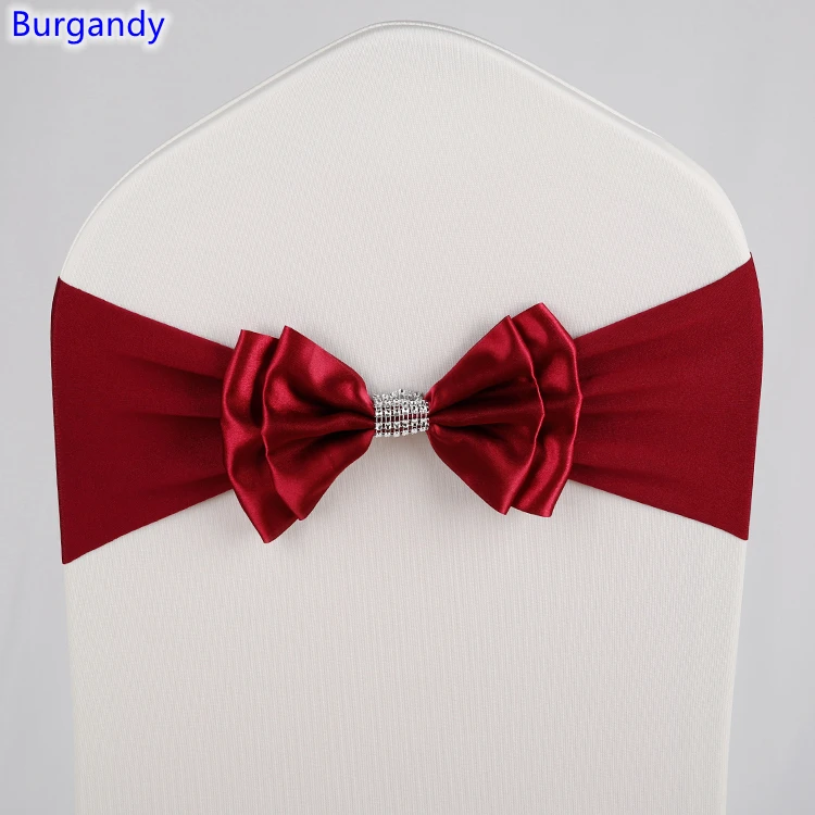 

Burgandy colour Satin chair sash Spandex chair sash bow tie Lycra fit all chairs wedding banquet hotel party decoration