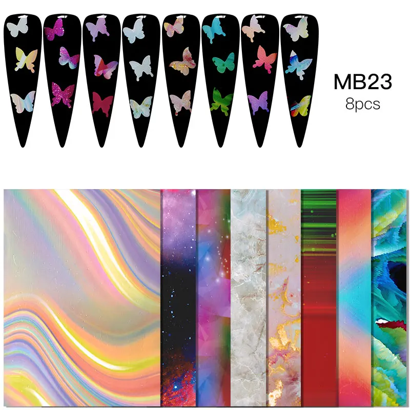 RBAN NAIL 3D налейте наклейки для ногтей Fire Flame Laser Holographic Hollow Designs Sticker Decal on.