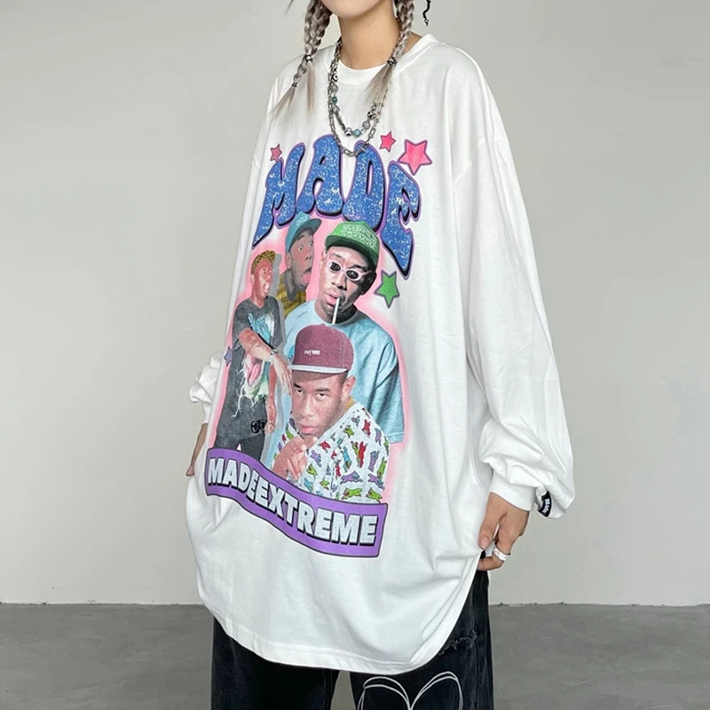 

Autumn Pullover Sweater Women Vintage Mens Graphic Printed Sweatshirt Oversize Harajuku T-Shirt Unisex High Street Hippop Tops
