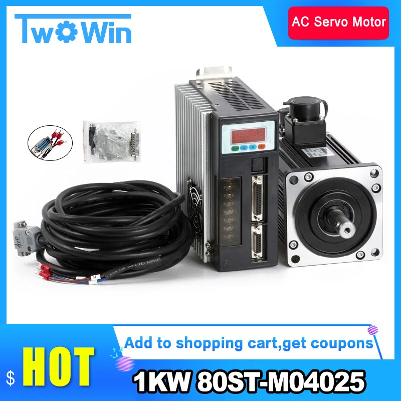 

80ST-M04025 4N.M 1KW 2500RPM AC Servo Motor Driver CNC Matched Servo Motor 1 Set Servo System Kit High Quality
