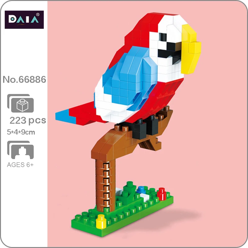 

DAIA 66886 животное рай мир попугай птица дерево для домашних животных 3D модель DIY Мини Алмазные блоки кирпичи игрушки для детей без коробки