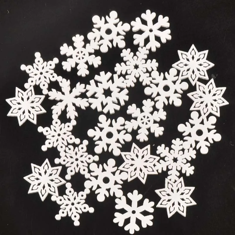 

50pcs Christmas Diy White Snowflake Shape Hollow Laser Engraving Pendant Xmas Pendants Diy Scrapbooking Craft Home Decor
