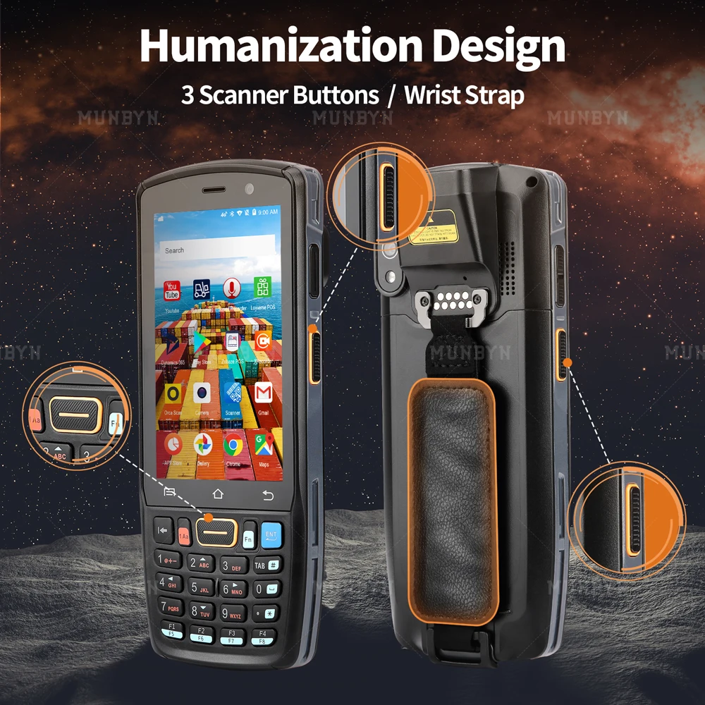 

MUNBYN Handheld PDA Android 9.0 2D Zebra SE4710 Barcode Scanner 4G WiFi POS Termimal QR Codes Reader Data Collector Pistol Grip