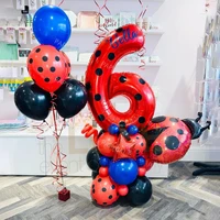 1set ladybug black red spot latex balloons wave point decors balloon globos party decorations supplies baby shower birthday gift
