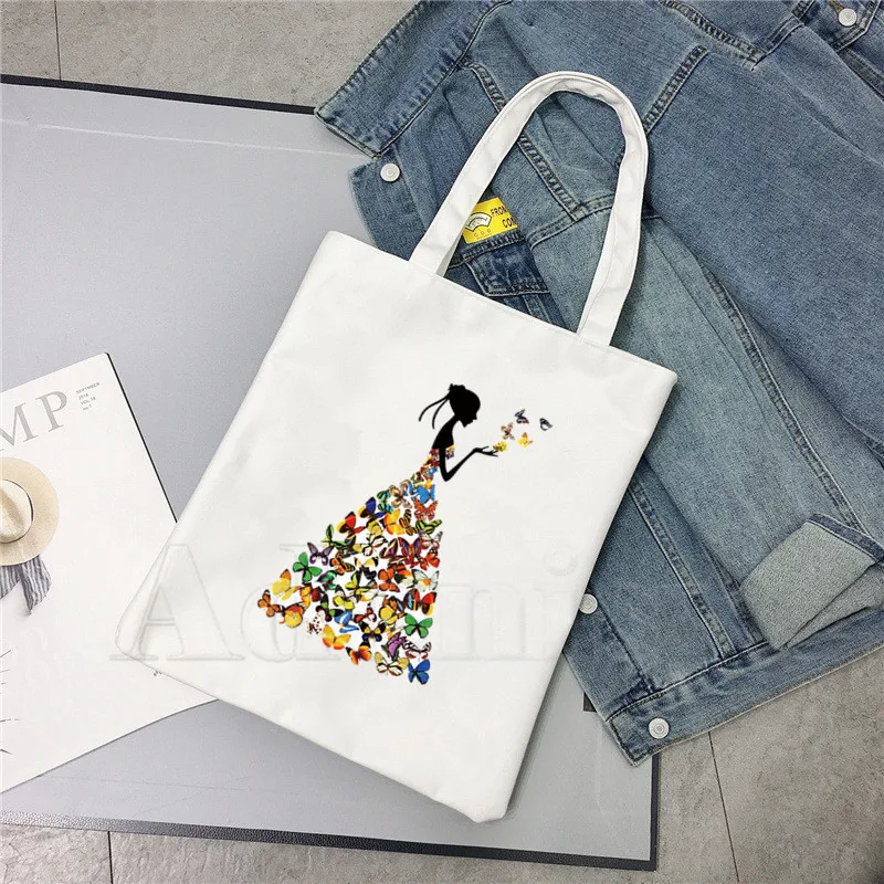 Цветные сумки с бабочками и красотой Лидер продаж модная Холщовая Сумка Женская