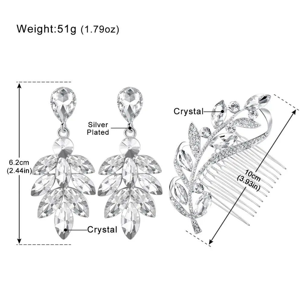 Minmin листьев Форма серебро Цвет с украшением в виде кристаллов гребень Серьги
