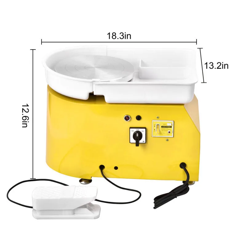 

Pottery Wheel Machine 25cm Ceramic Pottery Wheel Foaming Adjustable Feet Lever Pedal 350W Art Craft DIY Clay Ceramics Tool