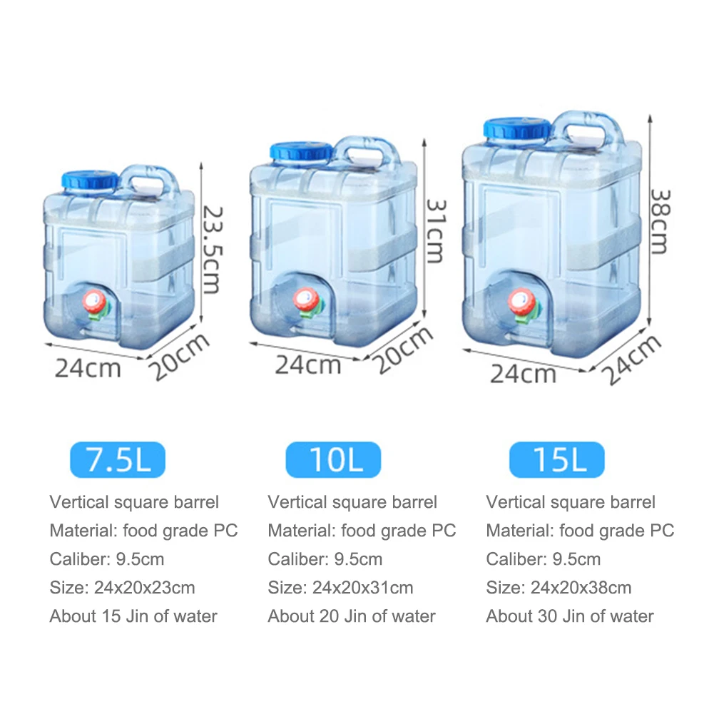 

12/15L Capacity Outdoor Water Bucket Portable Driving Water Tank Container with Faucet for Camping Picnic Hiking
