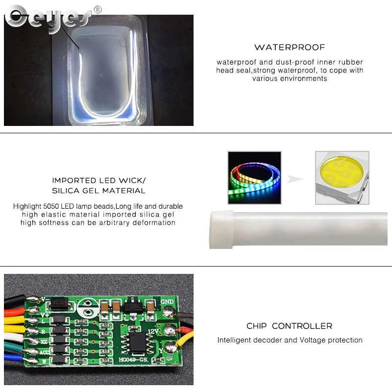 Ceyes Car Additional Light Auto Trunk Tail Brake LED Strips High Rear Stop Turn Signal Running Lights 1.2m Accessories | Автомобили и