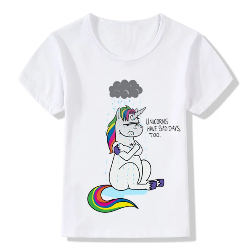 Детская забавная футболка с принтом Bad Day Unicorn одежда короткими рукавами героями