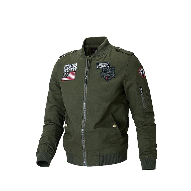 Army green Тактические Куртки мужские осень куртка-бомбер пальто мужские повседневные авиационные силы полета США армейская Куртка Верхняя одежда плюс размер 4XL chaqueta hombre - Цвет: Army green