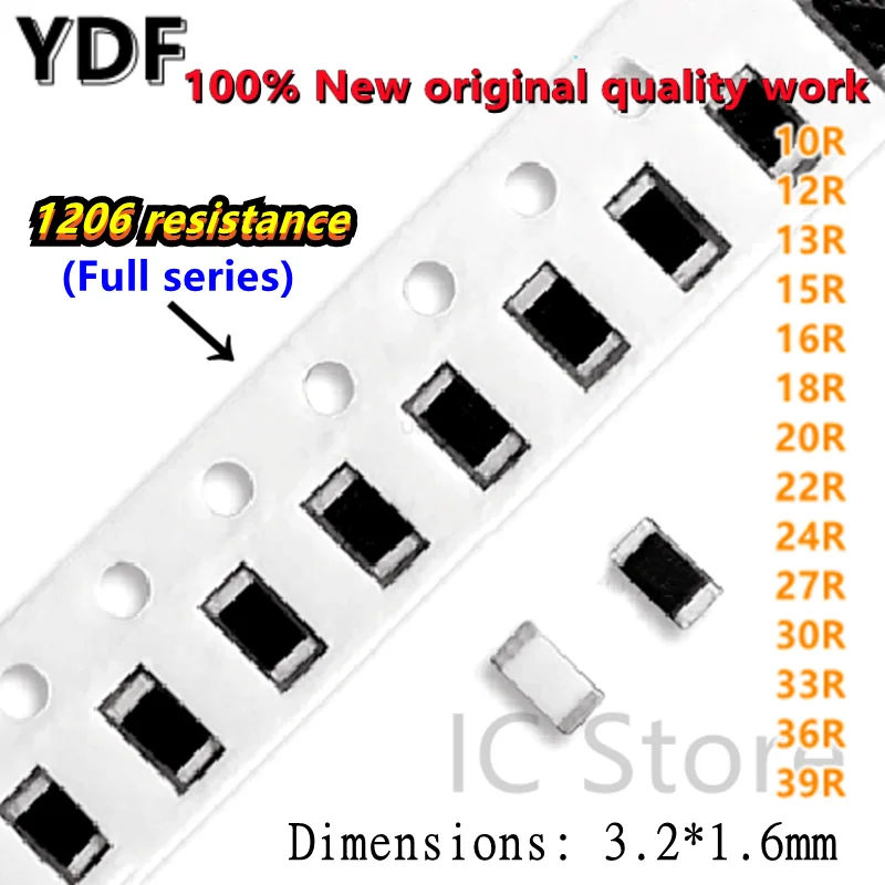 (100pcs) 100% New 1206 10R 12R 13R 15R 16R 18R 20R 22R 24R 27R 30R 33R 36R 39R... 5% High Precision SMD Resistance Kit - купить по