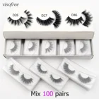 100 парупак. visofree 3D Искусственные норковые ресницы wispy полная полоса ресниц толстые ресницы оптом накладные ресницы оптом