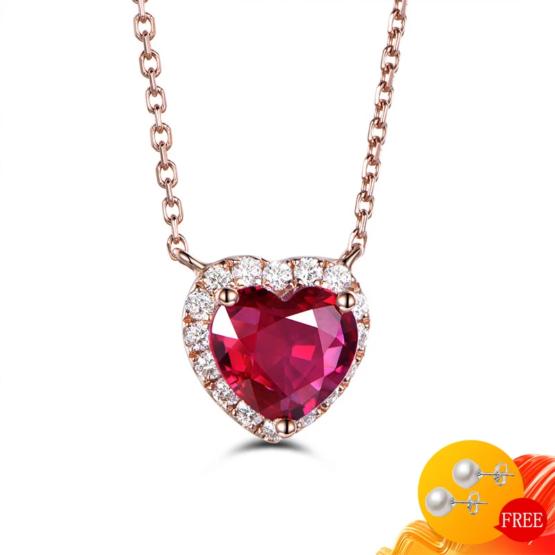 

Heart Shape Necklace 925 Silver Jewelry with Ruby Zircon Gemstone Vintage Pendant Accessories for Wedding Party Gifts Wholesale