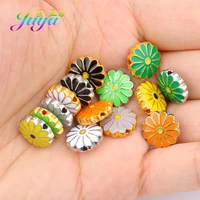 juya 10pcslot diy gold silver plated enamel sun flower daisies charm beads for needlework natural stones beading jewelry making