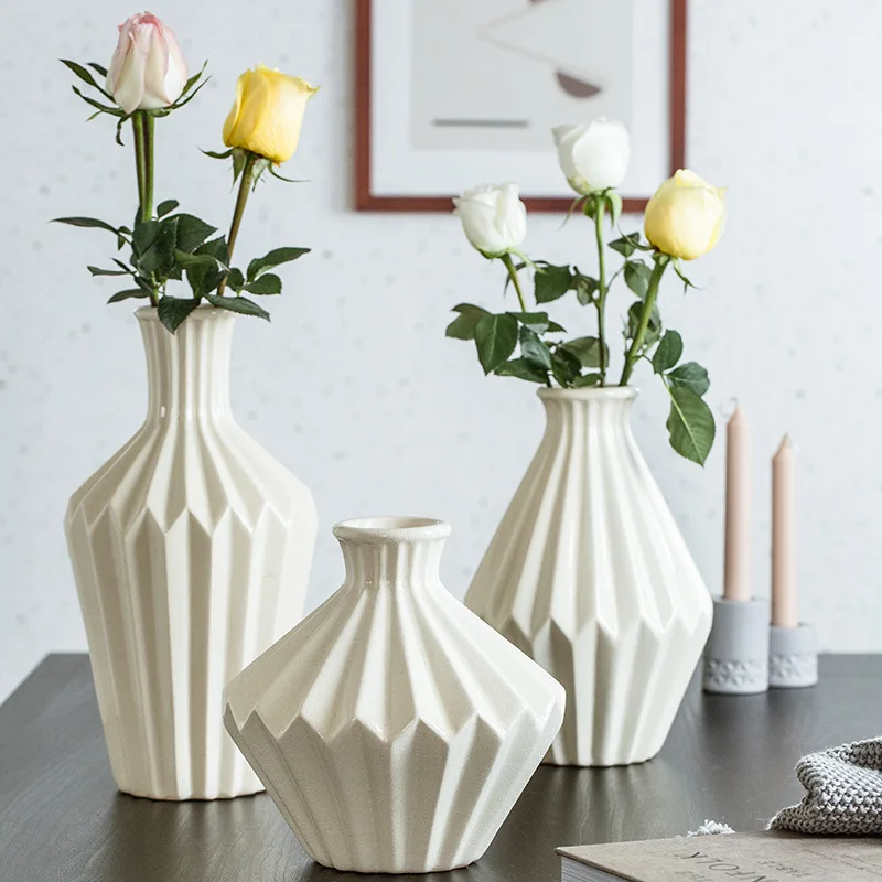 

Скандинавская керамическая треснувшая глазурью линия оригами контейнер для органических растений с высушенными цветами ваза аксессуары д...