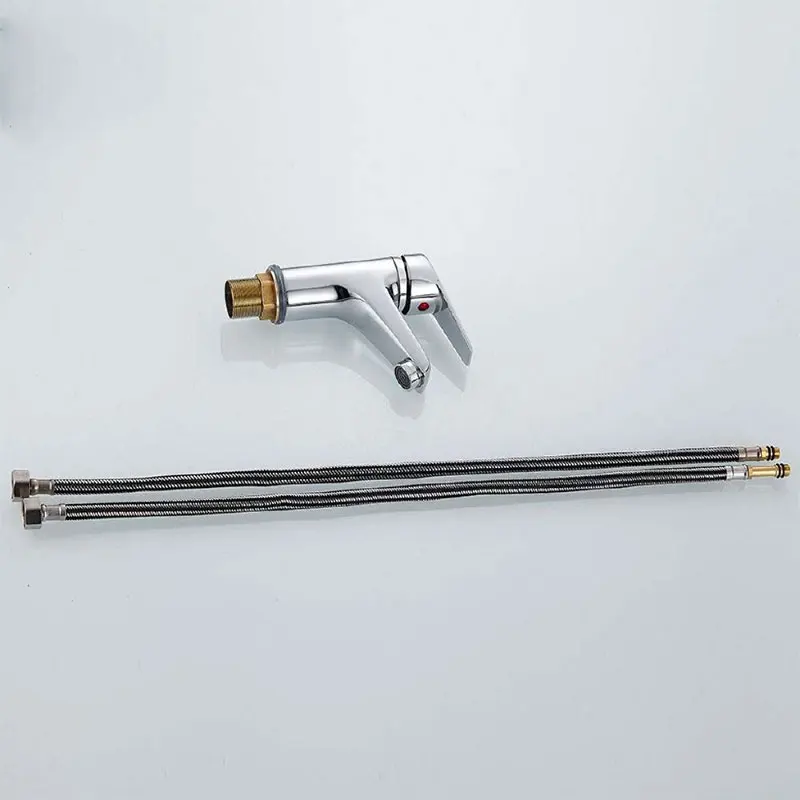 

2021 Bathroom Basin Faucet Chrome Single Handle Kitchen Tap Faucet Mixer Hot and Cold Water Hose Chrome Bathroom Accessory