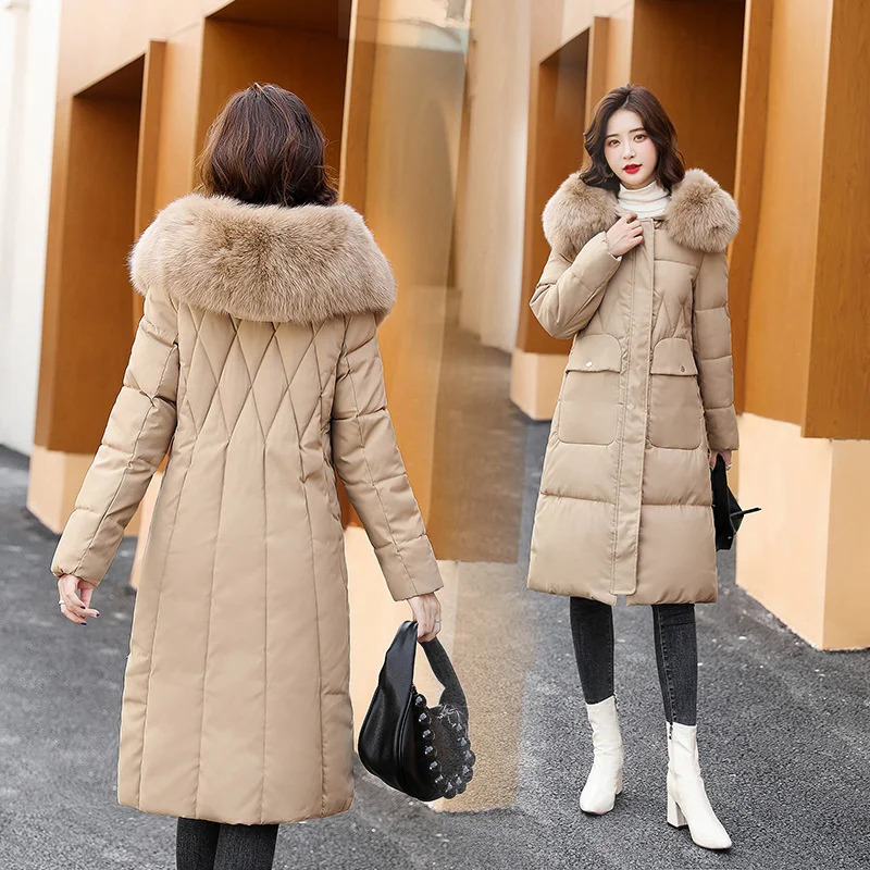 

2021 new Korean version of long thick women's hooded longsleeved warm women's jacket kawaii winter coat