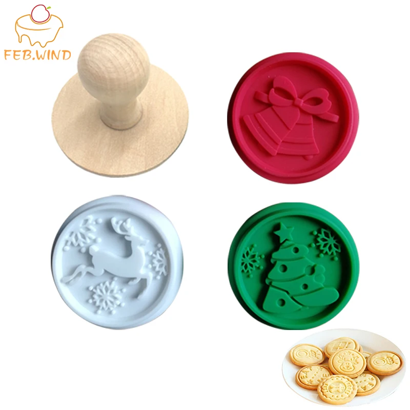 Деревянная ручка Рождественский трафареты для нарезки печенья с 3 шт.