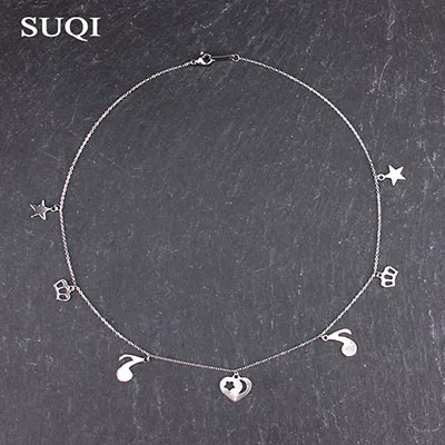 C SUQI, не выцветающее ожерелье из нержавеющей стали, якорь, Бабочка, звезда, примечание, женское колье, серебряные ожерелья, подвески, Женская цепочка, ювелирное изделие - Окраска металла: C
