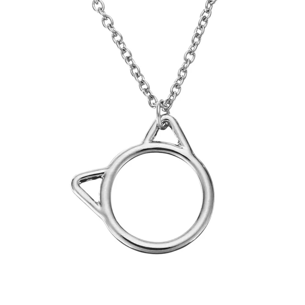 Модные Простые подвески в виде кошачьих ушей металлическая длинная цепочка