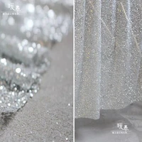glitter bronzing tulle fabric silver sparkle sequins diy background decor skirt wedding dress stage clothes designer fabric
