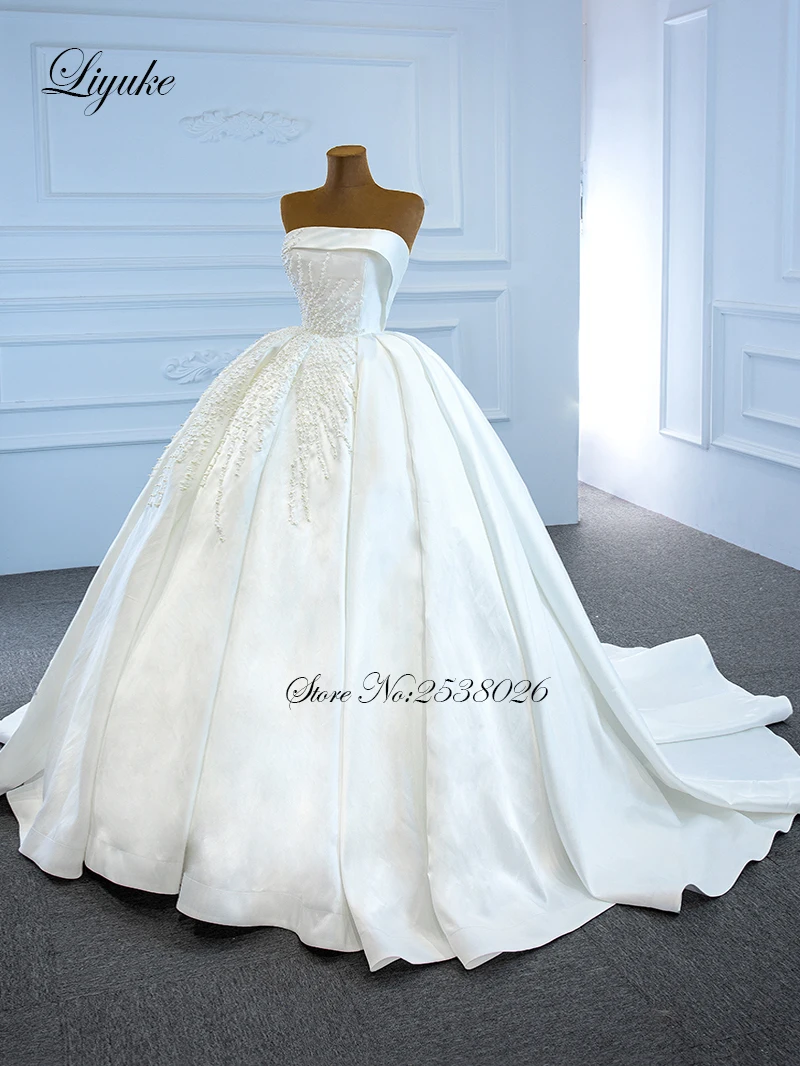 Liyuke изысканное бальное платье без рукавов с вырезом лодочкой свадебное
