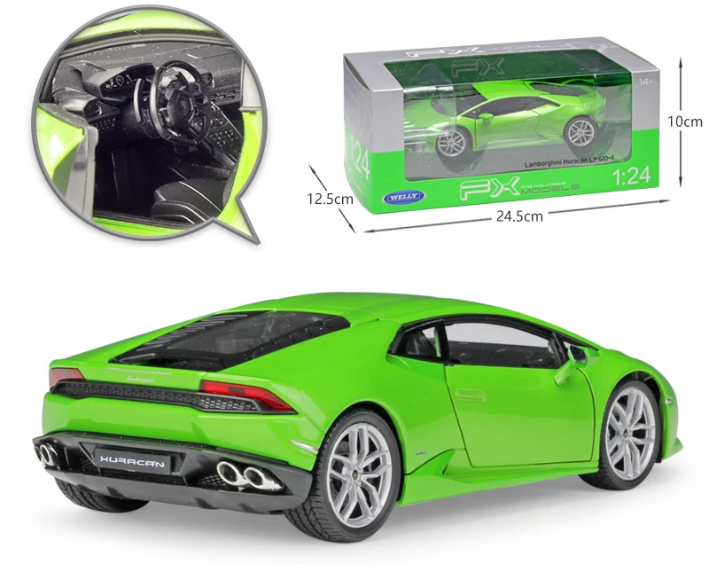 WELLY Модель автомобиля 1:24 Литой автомобиль Lamborghini Huracan спортивный игрушечный из