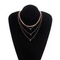 creative multi layer snake bone rhinestone pendant necklace female charm simple multi layer temperament necklace