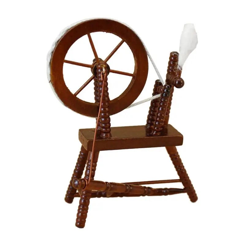1:12 весы Кукольный дом миниатюрная ручная наматывающая машина деревянная прялка