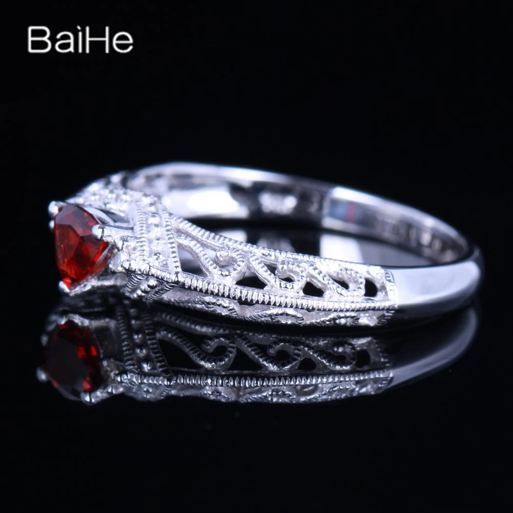 Кольцо BAIHE из белого золота с гранатом 14 к женское модное ювелирное изделие для