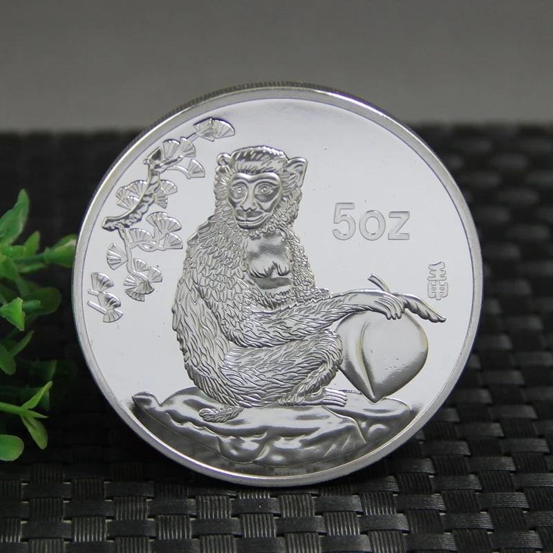 1992 moeda de prata de ano novo, 5 унций, doze macaco, moeda comemoren, colecáveis
