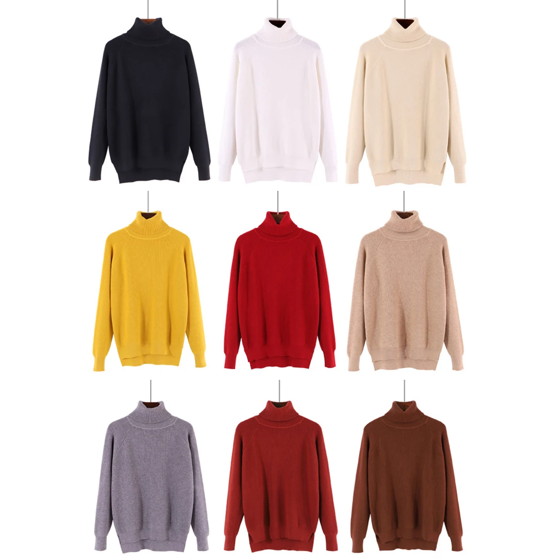 Женский плотный свитер с отложным воротником в Корейском стиле однотонный