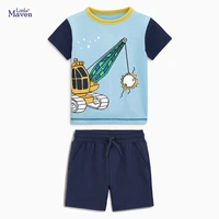little maven children summer boy boutique clothes toddler funny cotton tops solid shorts clothing set for kids 3 4 5 6 7 years