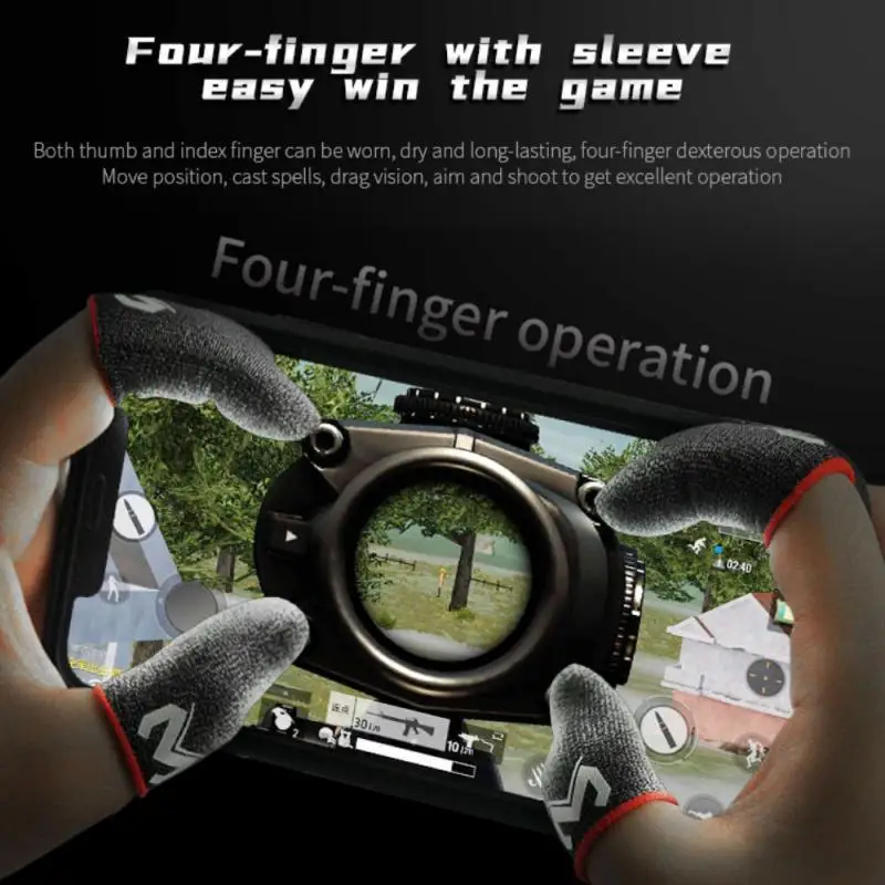 

2pcs Game Gloves Sensitive Touch Screen Gaming Finger Thumb Sleeve Cover Silver Fiber Game Controller For PUBG Sweat Proof