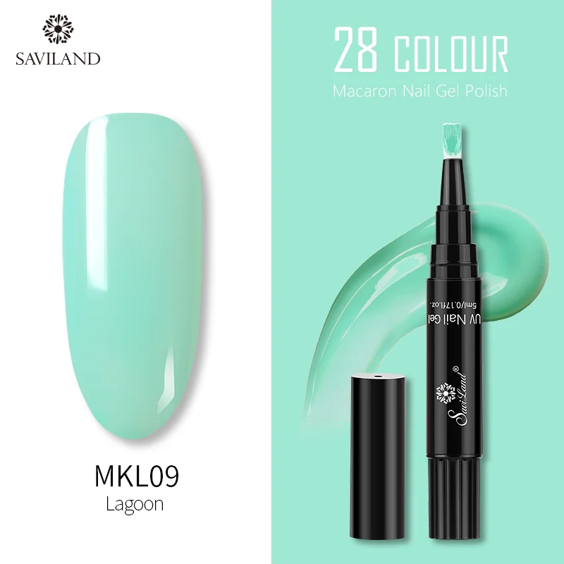 MKL09 SAVILAND 28 цветов блеск Макарон гель лак для ногтей ручка замочить от лак для ногтей праймер верхнее покрытие УФ гель лак для нейл-арта инструменты - Цвет: MKL09