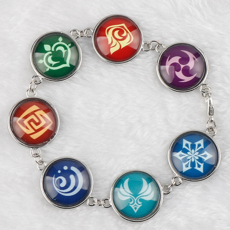

Hot Sale Genshin Impact Eye of Elements Pattern Glass Bracelets Round Glass Dome Jewelry Bangles Handmade Gifts
