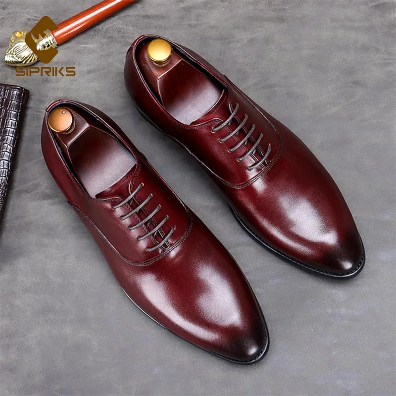 

Sipriks Shoes Smart Casual Of Men Genuine Leather Business Office Oxfords Boss Gents Suits Formal Tuxedo Dress Shoe Pointed 46