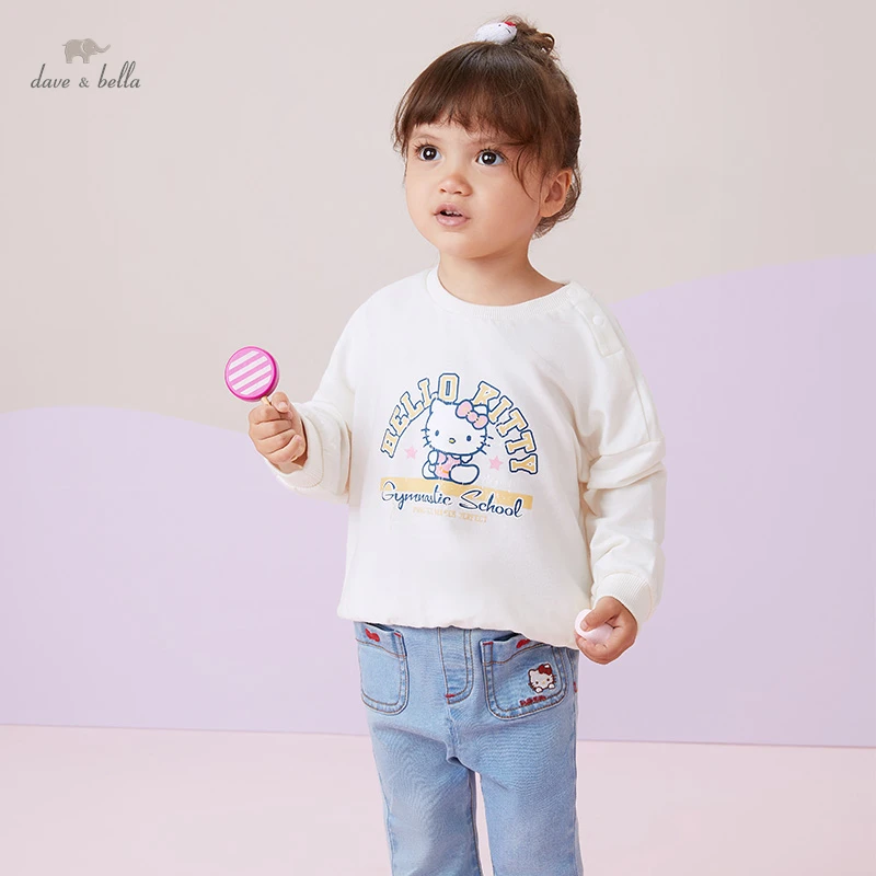 

DBM19605, демисезонная футболка для маленьких девочек с милым мультяшным принтом надписи, детские топы, модные детские футболки для девочек