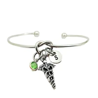 caduceus creative initial letter monogram birthstone adjustable bracelet fashion jewelry women gift accessories pendant