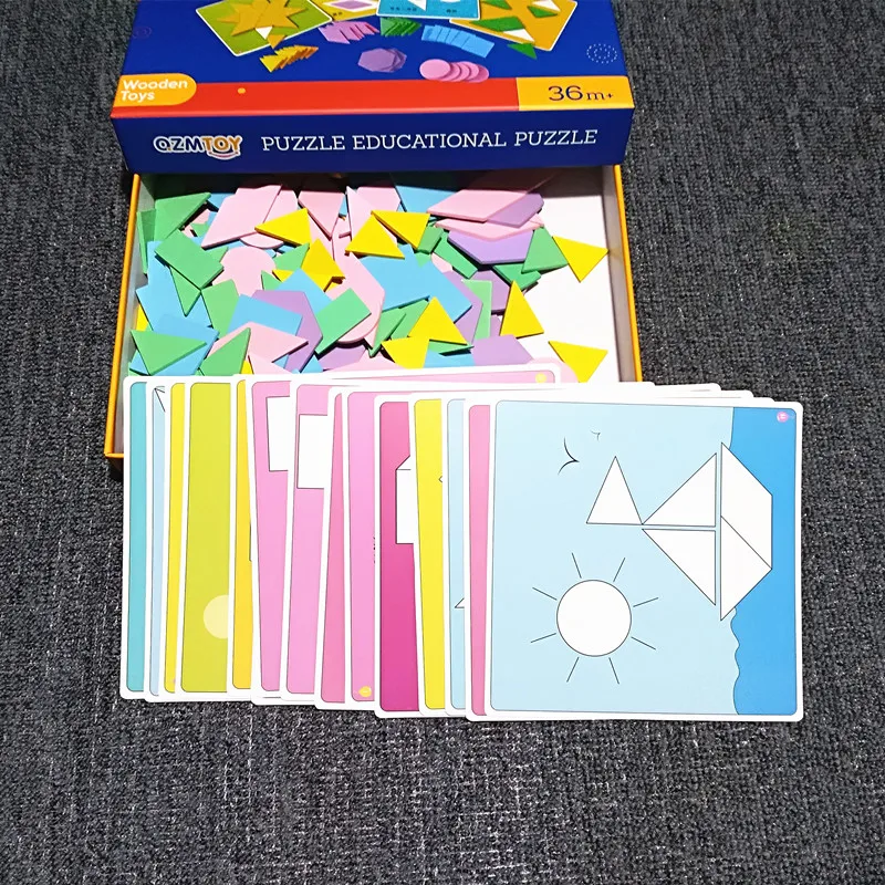 

Geometric Shape Building Blocks Jigsaw Puzzle Children's Puzzle Tangram Intelligence Three-dimensional Puzzle DD60TM