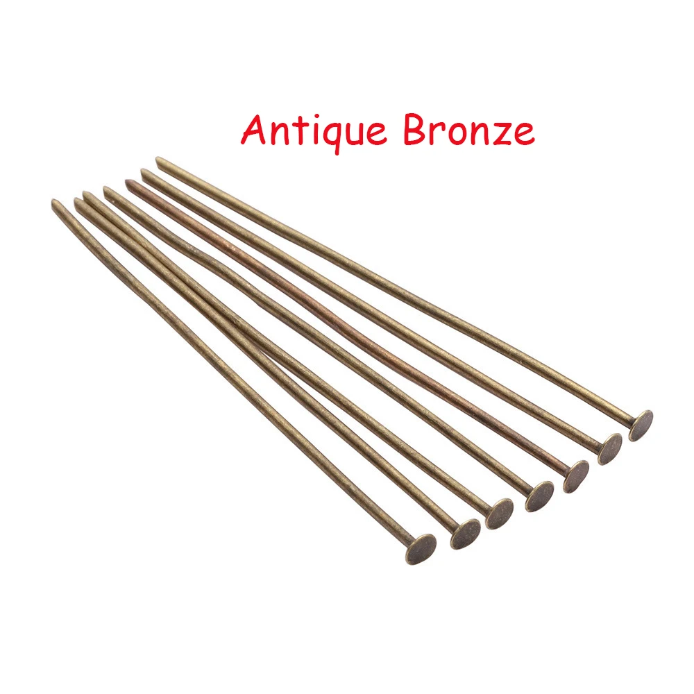 Antique Bronze 200 шт./партия 20 25 30 40 50 60 70 мм Плоские Шпильки для головы бусины Подвески шпильки для ювелирных изделий Изготовление DIY ювелирных изделий - Цвет: Antique Bronze