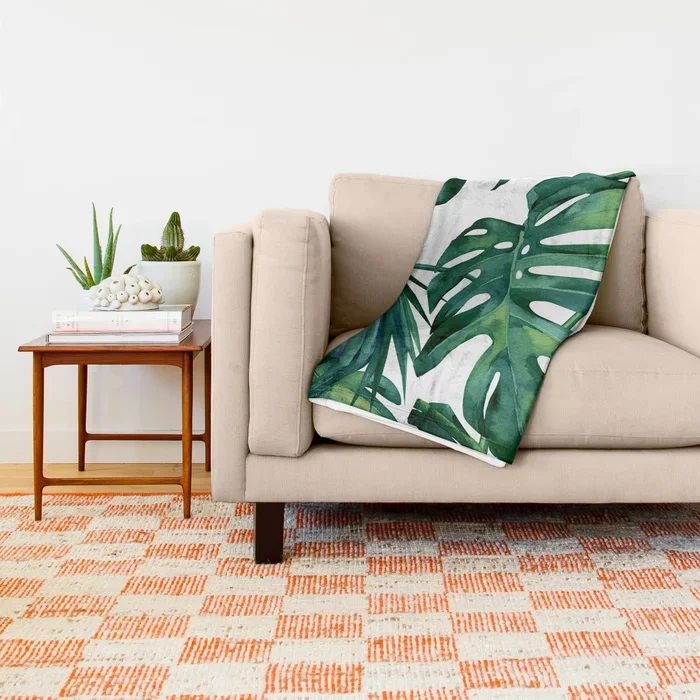 Одеяло с тропическими листьями мультяшный декор для дивана Классическое