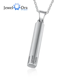 Ожерелье с подвеской унисекс, персонализированное ожерелье из нержавеющей стали с вертикальной штангой, с 6 гравировками по бокам, хороший подарок, бижутерия