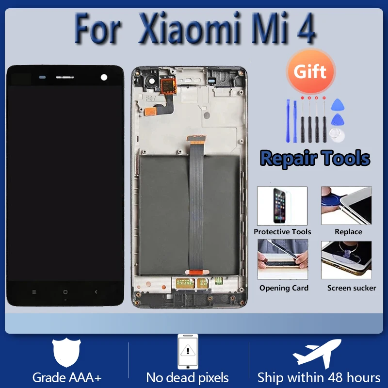 

For XIAOMI Mi 4 Original LCD screen assembly With front case Black White With repair tool and Tempered film