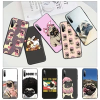 wholesale cute pug dog black matte mobile phone case cover for honor 7a pro 7c 10i 8a 8x 8s 8 9 10 20 lite