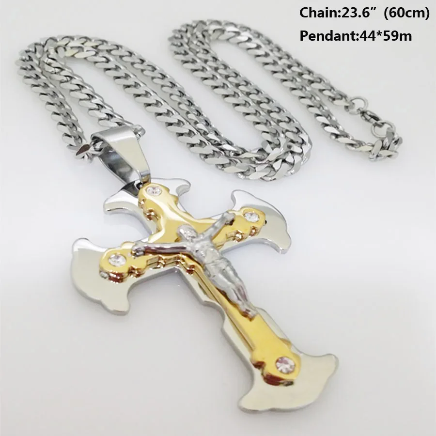 

Tisnium Лидер продаж ожерелье крест для женщин и мужчин ювелирные изделия серебряный цвет крест Иисуса Христа подвеска шарм ожерелье в панк-ст...